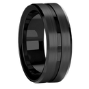 Anel Titânio Preto Fosco Aço Inox Escovado Inoxidável Vinco  Equilíbrio Unissex