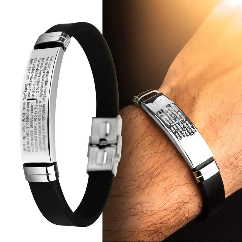 Pulseira Masculina Original Bracelete Folheado Pai Nosso ENVIO Imediato Nota Fiscal