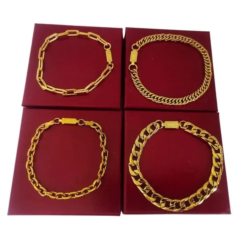 Kit 4 Pulseiras Masculinas Banhadas A Ouro 18k Oferta