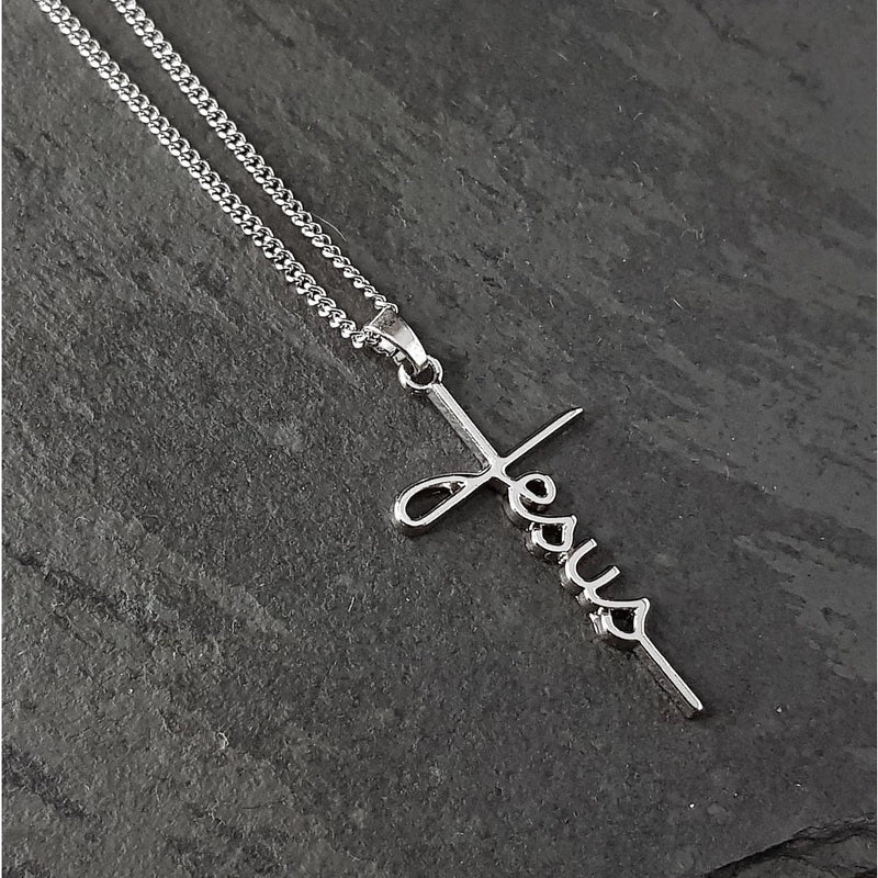 Colar Masculino Corrente de Aço Tribal Cruz Fé Jesus Bússola