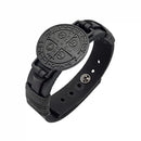 Pulseiras Masculinas De Couro Pai Nosso Bússola São Bento Fé