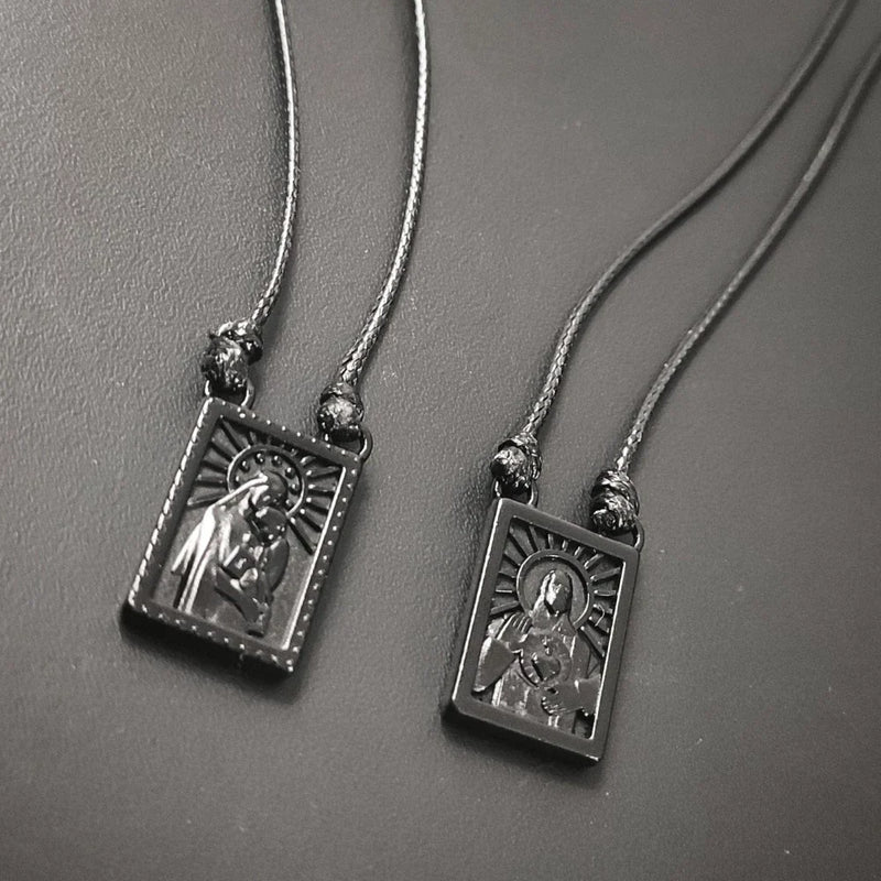 Colar Masculino De Couro Preto Tribal Cruz Regulável Premium