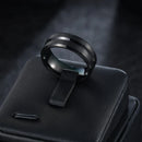 Anel Titânio Preto Fosco Aço Inox Escovado Inoxidável Vinco  Equilíbrio Unissex