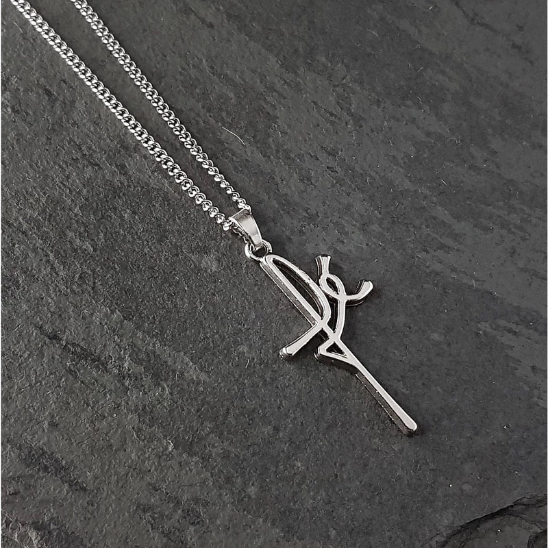 Colar Masculino Corrente de Aço Tribal Cruz Fé Jesus Bússola