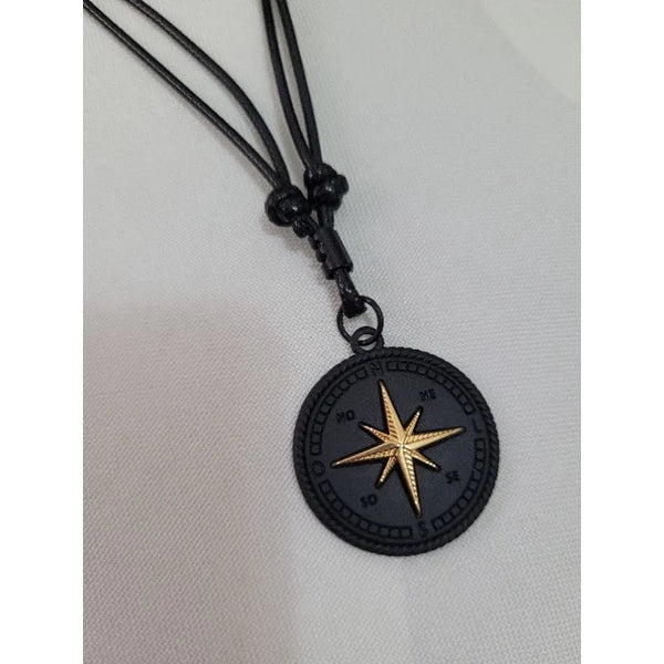 Colar Masculino De Couro Preto Tribal Cruz Regulável Premium