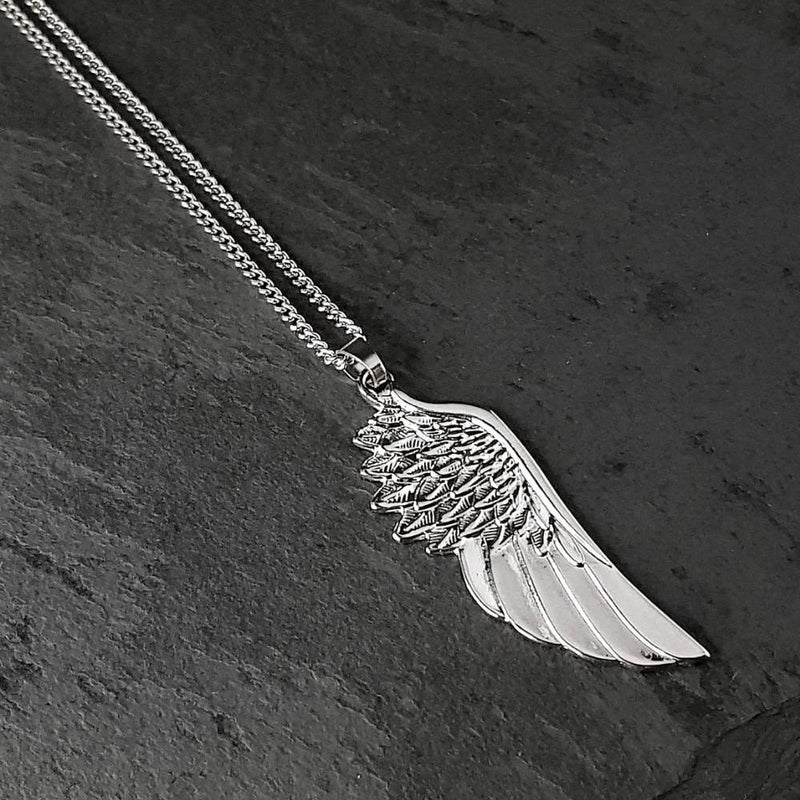 Colares Pingente Asa Masculinos Couro Aço e Linha