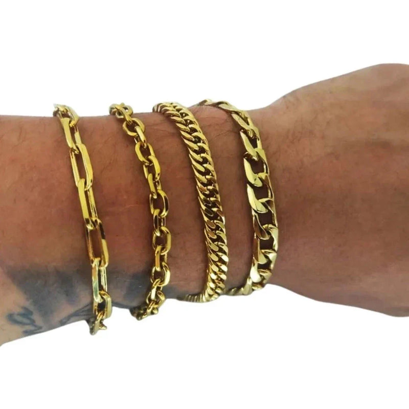 Kit 4 Pulseiras Masculinas Banhadas A Ouro 18k Oferta