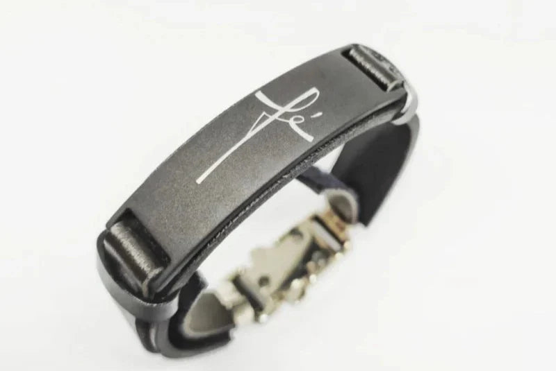 Pulseira Masculina fé Pulseira de Couro/ Masculina Com frase religiosa