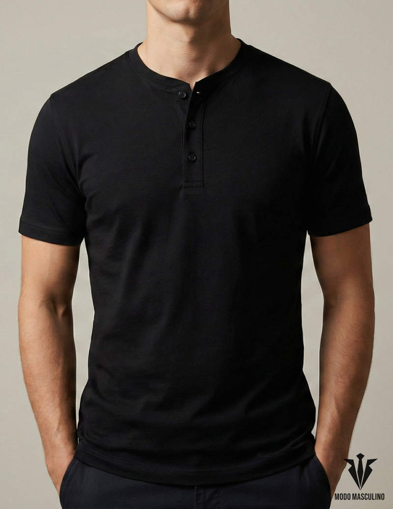 Camiseta Henley Premium Masculina