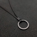 Colar Masculino De Couro Preto Tribal Cruz Regulável Premium