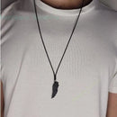 Colar Masculino De Couro Preto Tribal Cruz Regulável Premium