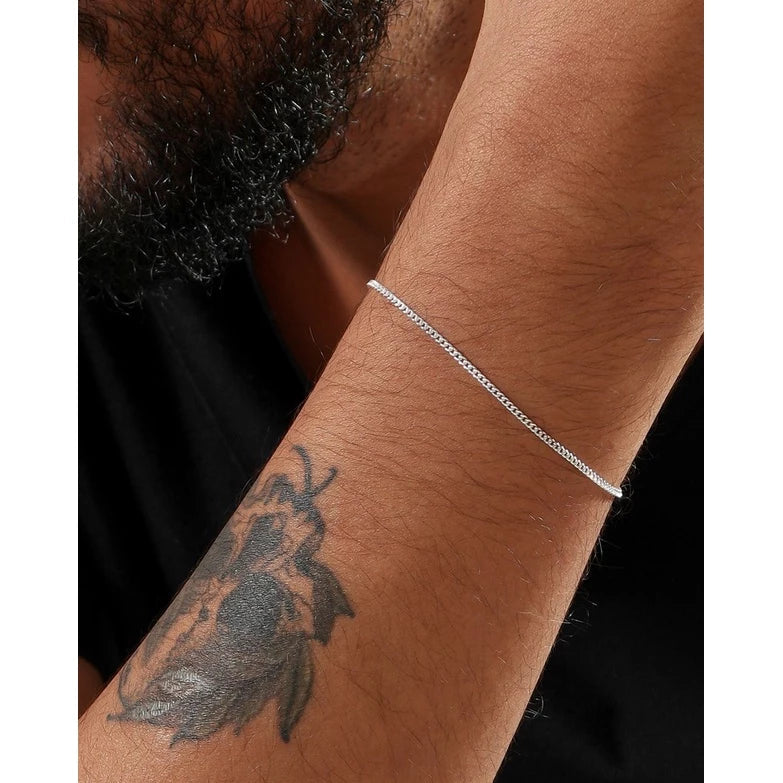 Pulseira Fininha Masculina Banhado A Prata 925