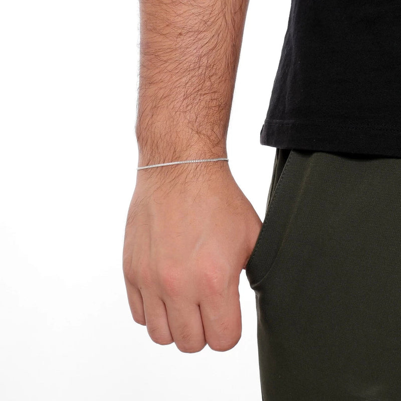 Pulseira Fininha Masculina Banhado A Prata 925