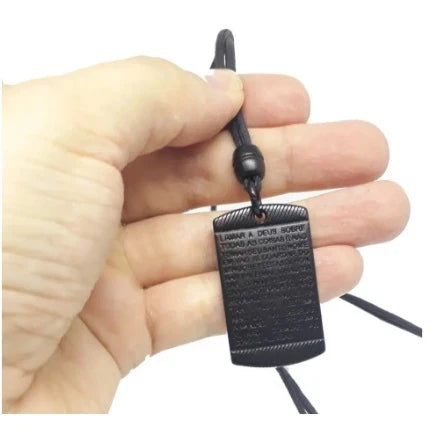 Colar Masculino De Couro Preto Tribal Cruz Regulável Premium