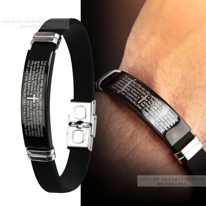Pulseira Masculina Original Bracelete Folheado Pai Nosso ENVIO Imediato Nota Fiscal