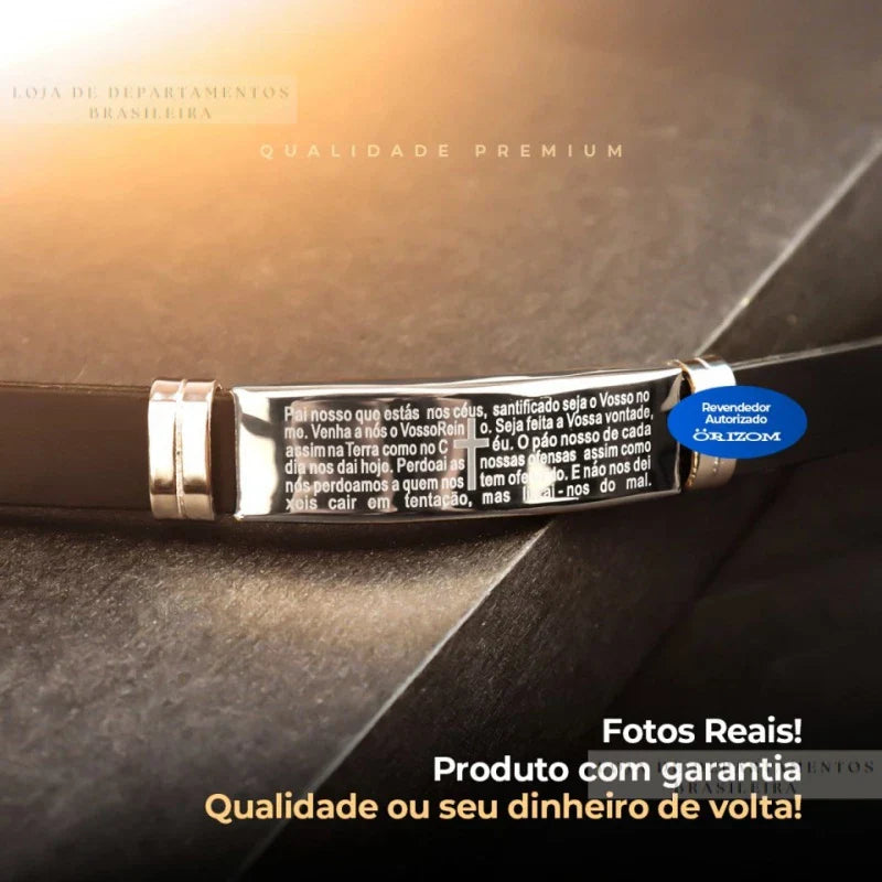 Pulseira Masculina Original Bracelete Folheado Pai Nosso ENVIO Imediato Nota Fiscal