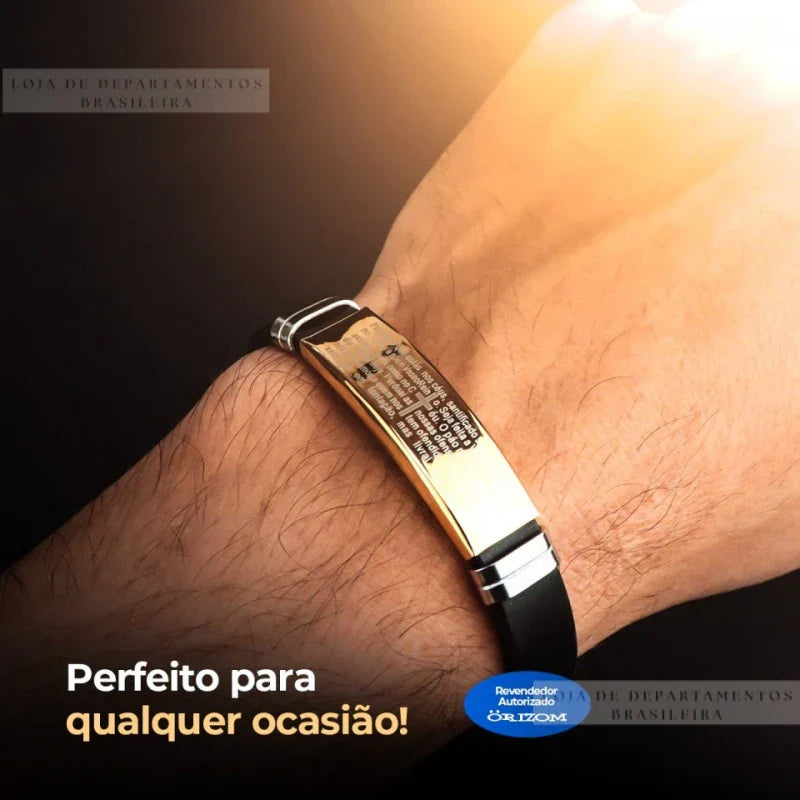 Pulseira Masculina Original Bracelete Folheado Pai Nosso ENVIO Imediato Nota Fiscal