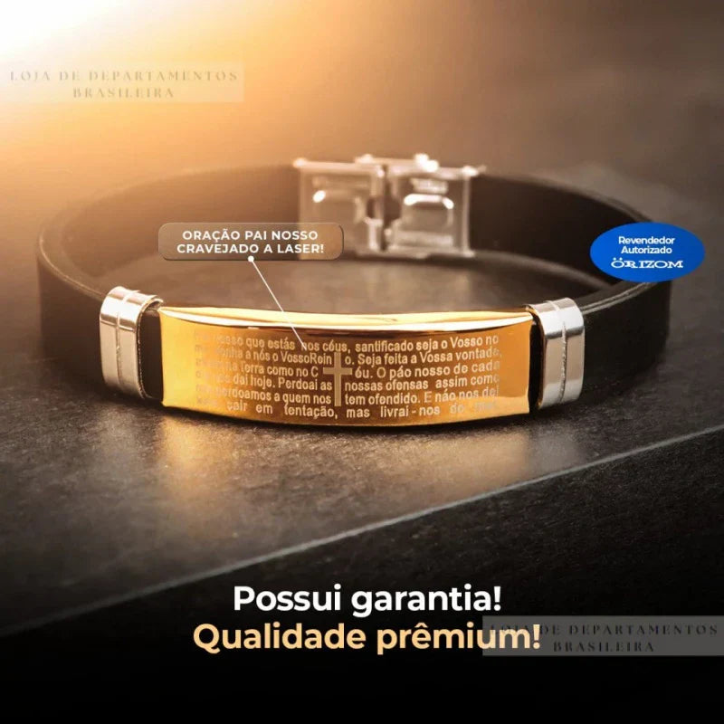 Pulseira Masculina Original Bracelete Folheado Pai Nosso ENVIO Imediato Nota Fiscal