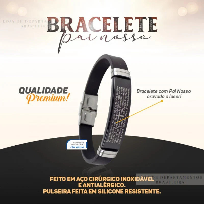 Pulseira Masculina Original Bracelete Folheado Pai Nosso ENVIO Imediato Nota Fiscal
