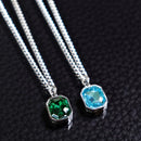 Colar masculino cristal azul/verde/ aço inoxidável- joia masculina/ presente masculino