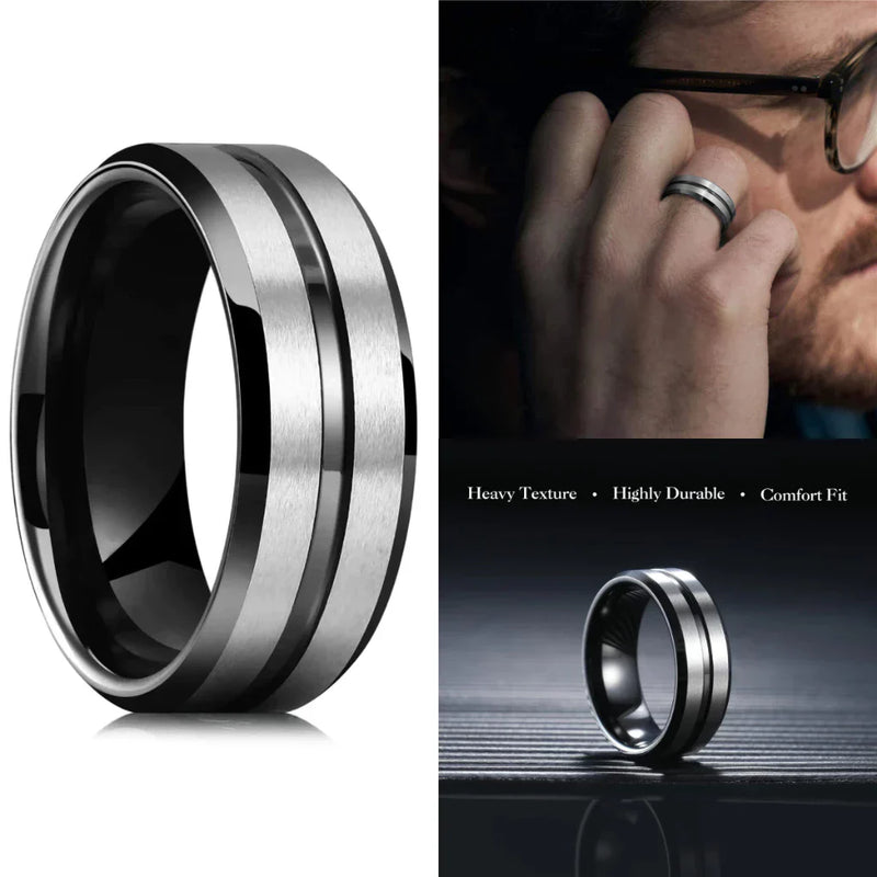 Anel Masculino Aço Negro Preto Inoxidável Motoqueiro Moderno