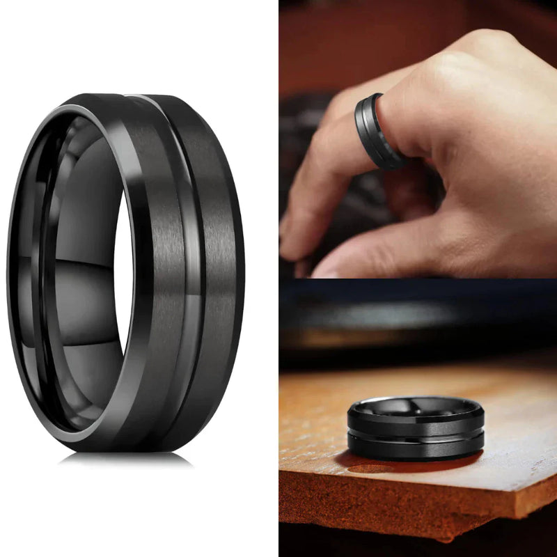 Anel Masculino Aço Negro Preto Inoxidável Motoqueiro Moderno