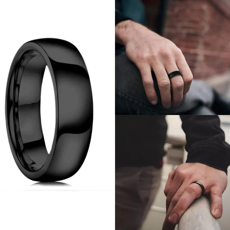 Anel Masculino Aço Negro Preto Inoxidável Motoqueiro Moderno