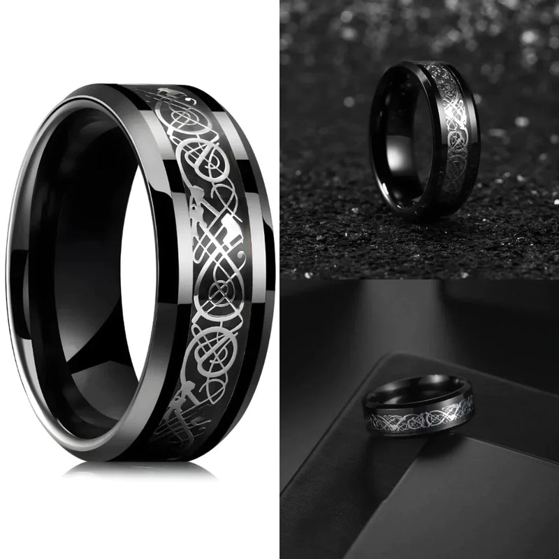 Anel Masculino Aço Negro Preto Inoxidável Motoqueiro Moderno