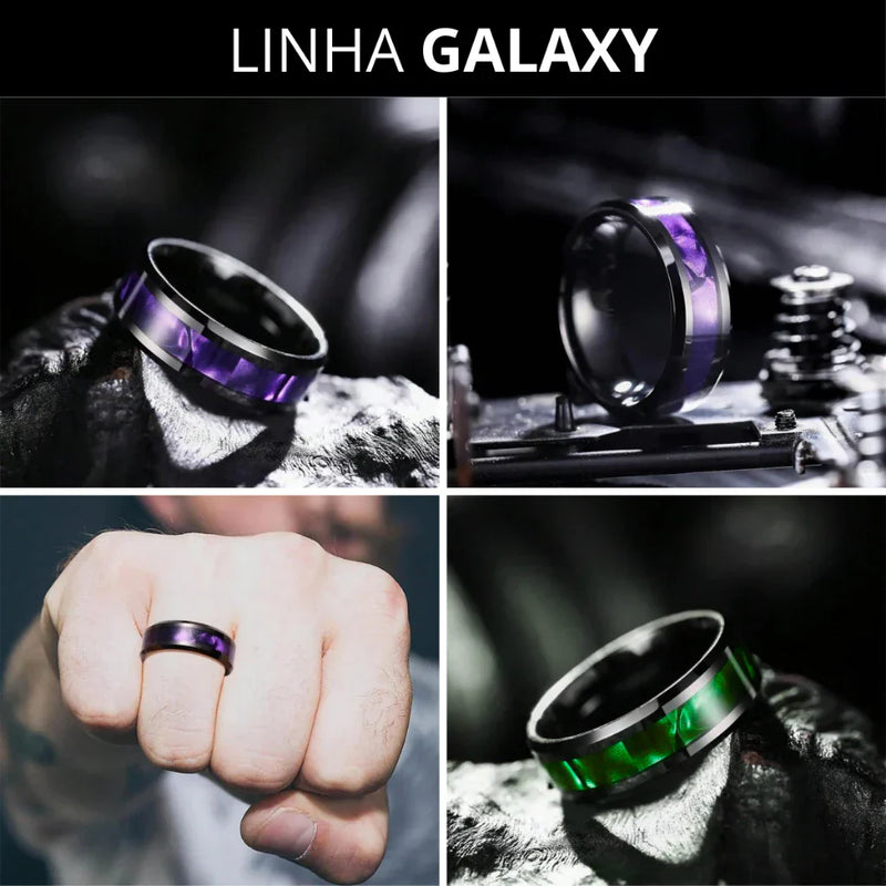 Anel Masculino Aço Negro Preto Inoxidável Motoqueiro Moderno