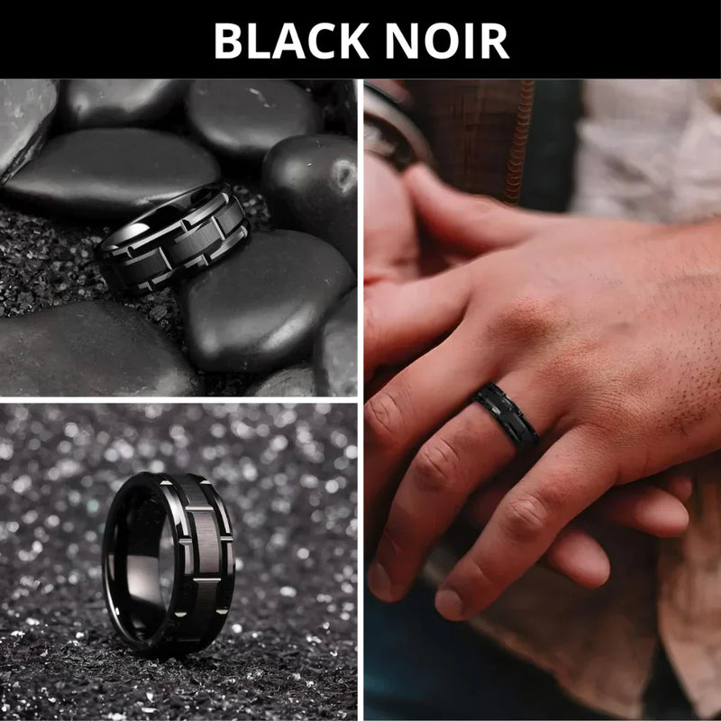 Anel Masculino Aço Negro Preto Inoxidável Motoqueiro Moderno
