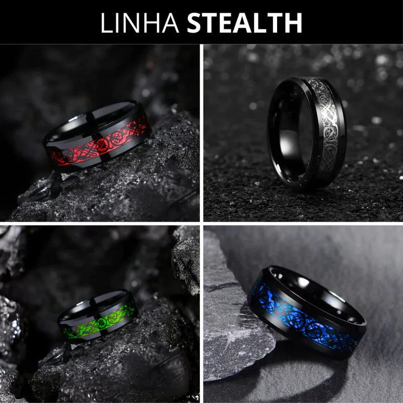 Anel Masculino Aço Negro Preto Inoxidável Motoqueiro Moderno