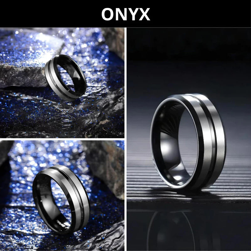 Anel Masculino Aço Negro Preto Inoxidável Motoqueiro Moderno