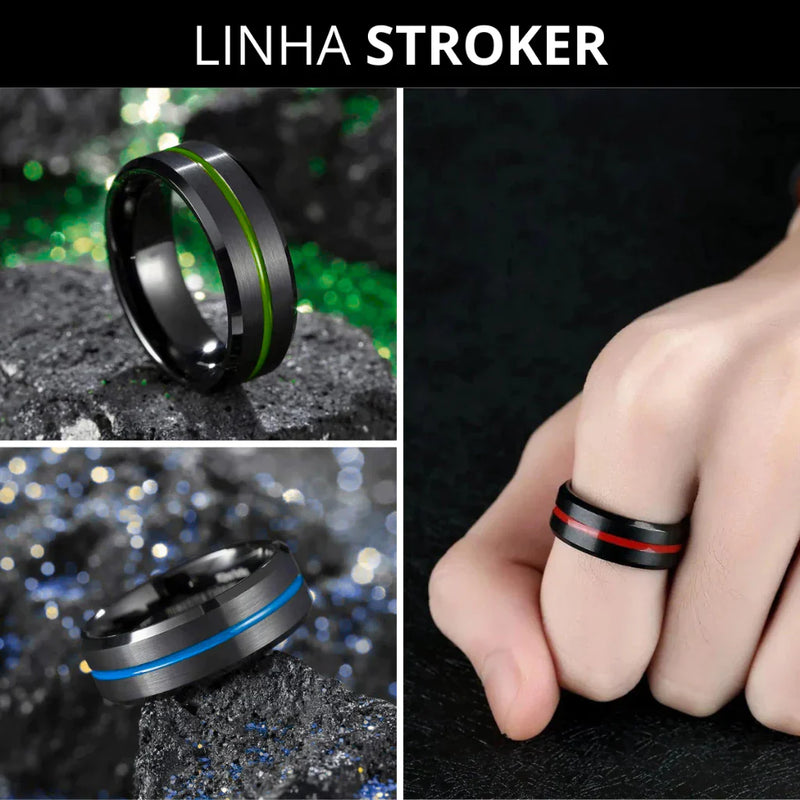 Anel Masculino Aço Negro Preto Inoxidável Motoqueiro Moderno