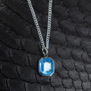 Colar masculino cristal azul/verde/ aço inoxidável- joia masculina/ presente masculino