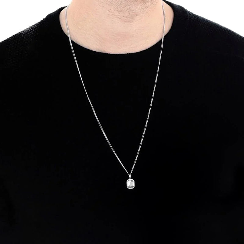 Colar masculino cristal azul/verde/ aço inoxidável- joia masculina/ presente masculino