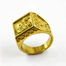 Anel Masculino de São Jorge com Oração Banhado aOuro 18K Presente de Jóia para Namorado Não Escurece