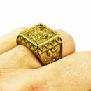 Anel Masculino de São Jorge com Oração Banhado aOuro 18K Presente de Jóia para Namorado Não Escurece