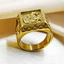 Anel Masculino de São Jorge com Oração Banhado aOuro 18K Presente de Jóia para Namorado Não Escurece