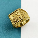 Anel Masculino de São Jorge com Oração Banhado aOuro 18K Presente de Jóia para Namorado Não Escurece