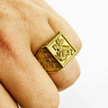 Anel Masculino de São Jorge com Oração Banhado aOuro 18K Presente de Jóia para Namorado Não Escurece