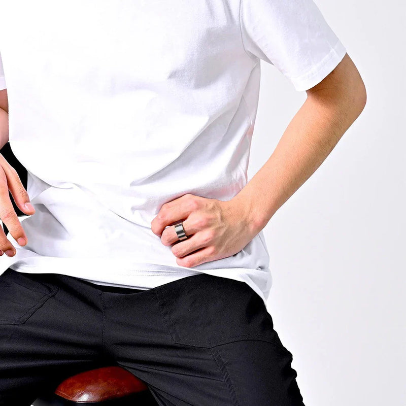 Anel Masculino Largo Liso Grande Minimalista Grosso Aço Inox Rútico Executivo Casual Prateado