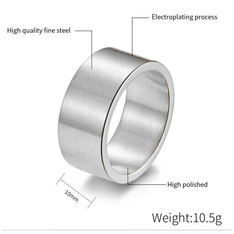 Anel Masculino Largo Liso Grande Minimalista Grosso Aço Inox Rútico Executivo Casual Prateado
