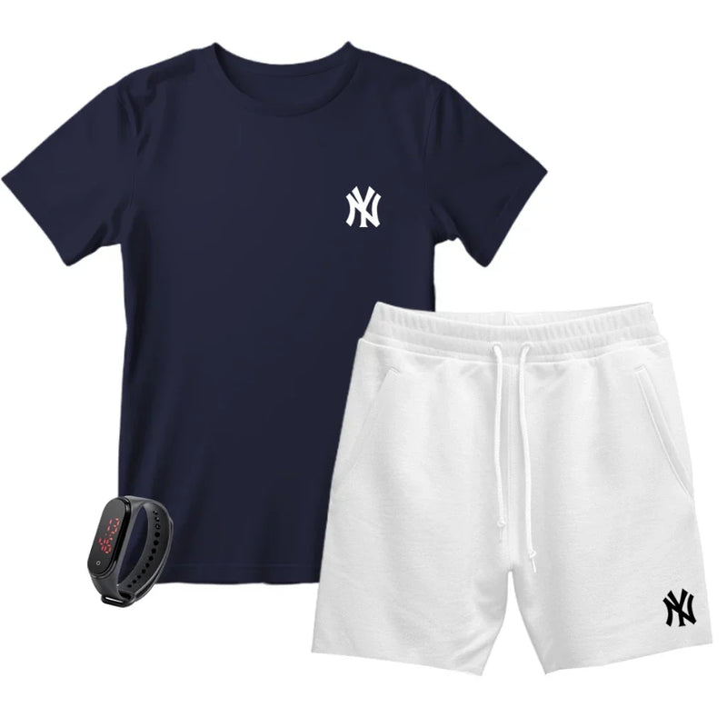 Kit Camiseta Masculina e Short Moletinho Várias Cores + Brinde