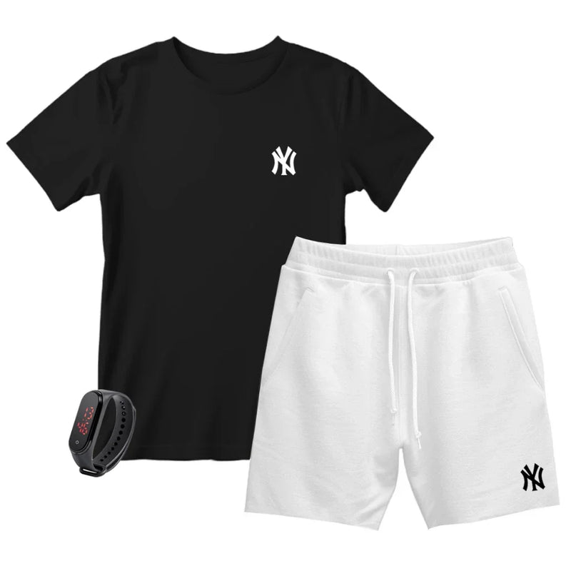Kit Camiseta Masculina e Short Moletinho Várias Cores + Brinde