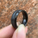 Anel Titânio Preto Fosco Aço Inox Escovado Inoxidável Vinco  Equilíbrio Unissex