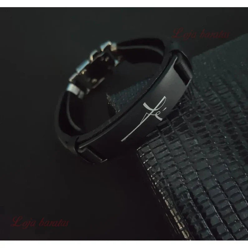 Pulseira Masculina fé Pulseira de Couro/ Masculina Com frase religiosa