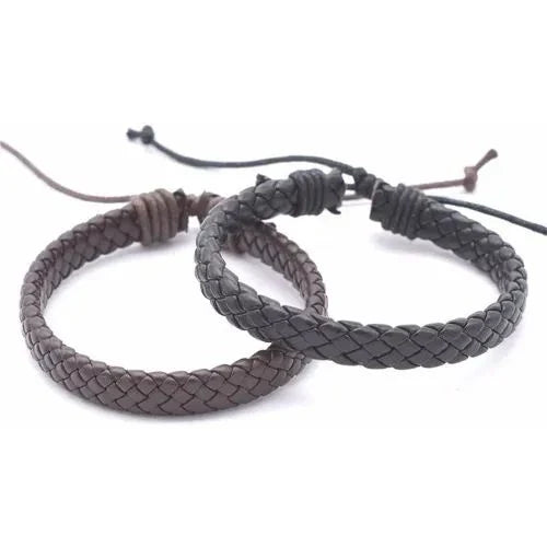 Kit Com 3 Pulseiras Masculina Feminina Em Couro