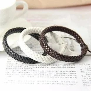 Kit Com 3 Pulseiras Masculina Feminina Em Couro