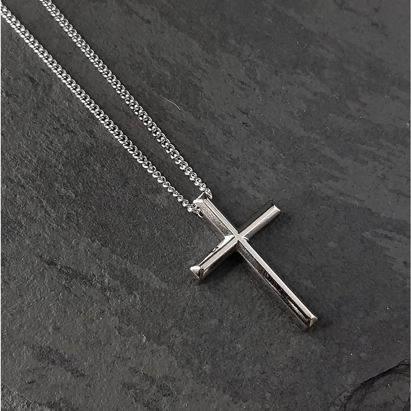 Colar Masculino Corrente de Aço Tribal Cruz Fé Jesus Bússola