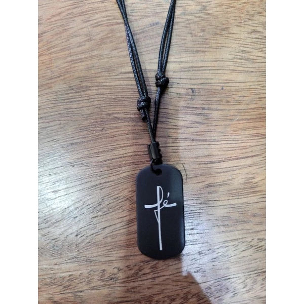 Colar Masculino De Couro Preto Tribal Cruz Regulável Premium